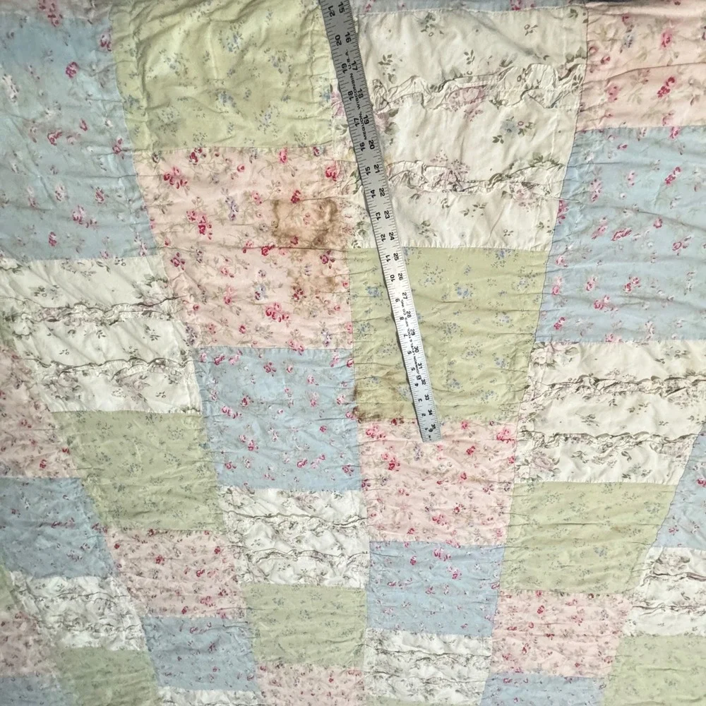 Simply Shabby Chic Pastel Patchwork Floral Reversible Cotton Quilt Full Queen